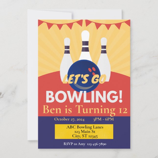 Bowling Party Invitation (Front)