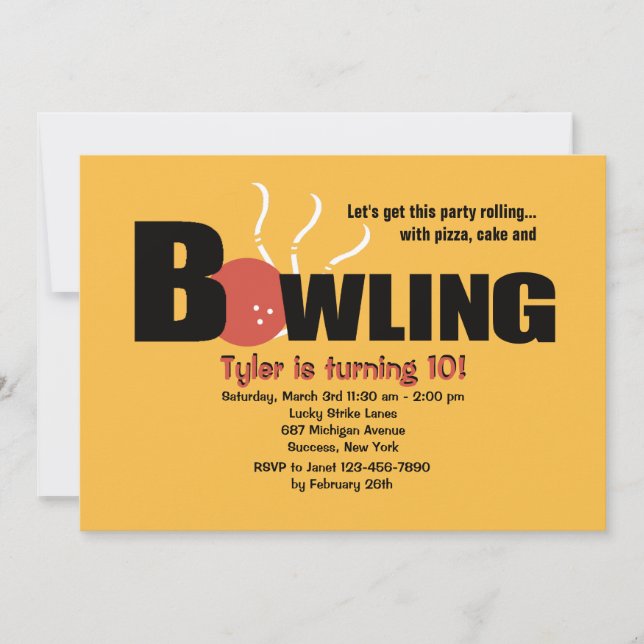 Bowling Party Invitation (Front)