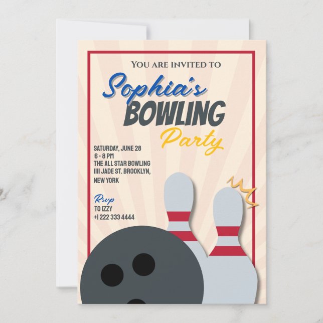 Bowling Party Invitation 2 (Front)