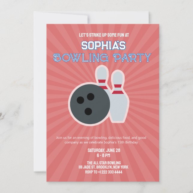Bowling Party Invitation 5 (Front)