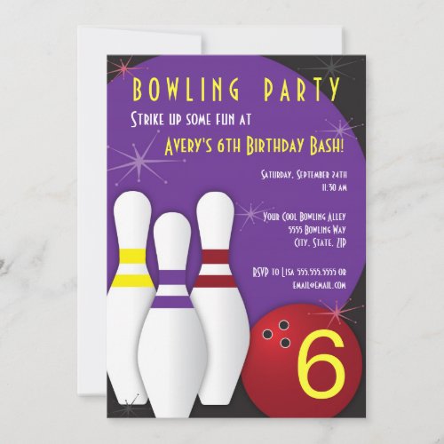 Bowling Party Invitation 5 x 7