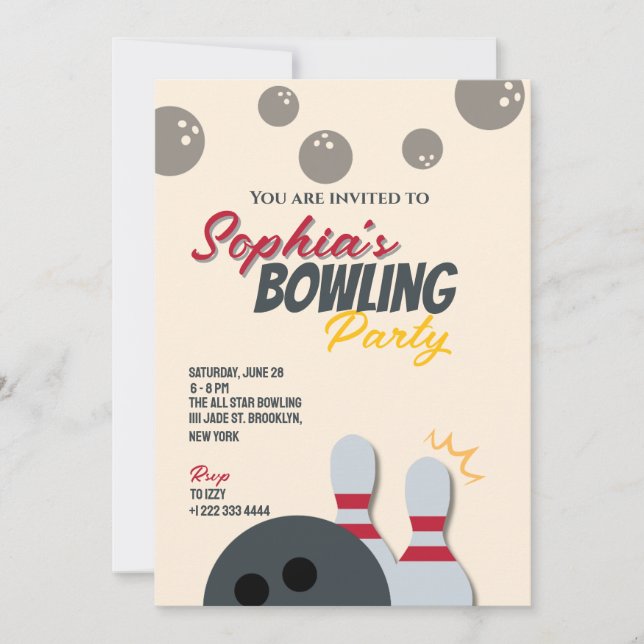 Bowling Party Invitation 6 (Front)