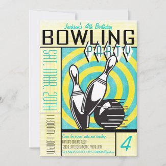 Bowling Party Invitation - Aqua
