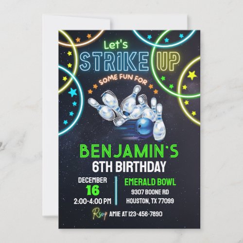 Bowling Party Invitation boys Strike Up Some Fun