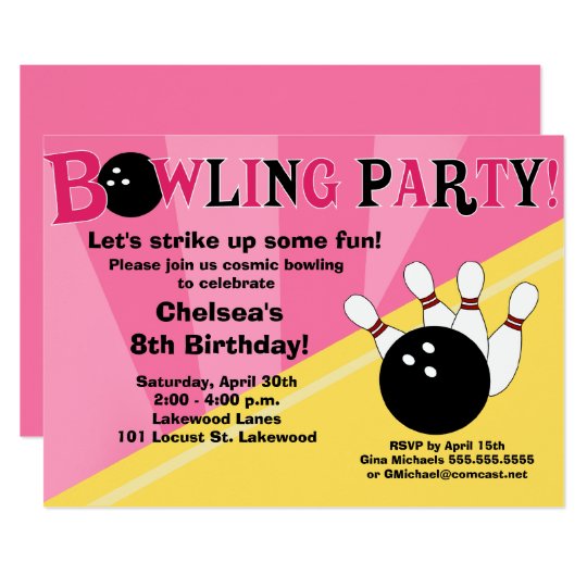 Bowling Party Invitation Girls Bowl Party | Zazzle.com