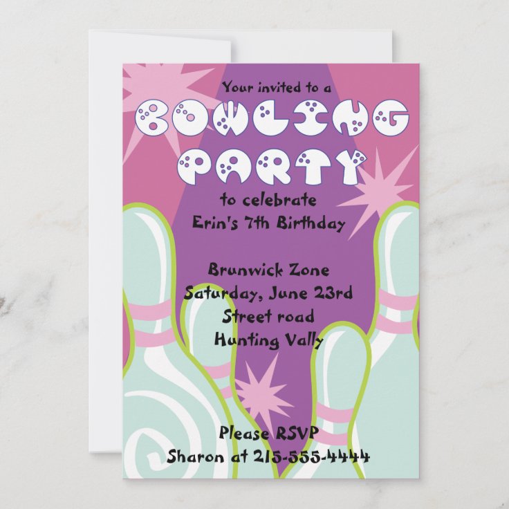 Bowling Party Invitation Happy Birthday Invite | Zazzle