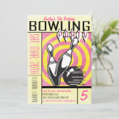 Bowling Party Invitation - Pink (Standing Front)