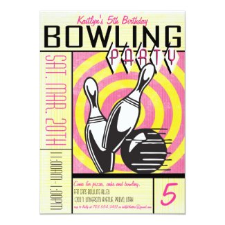 Bowling Party Invitation - Pink