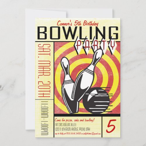 Bowling Party Invitation - Red