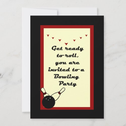 Bowling Party Invitation with retro color and feel