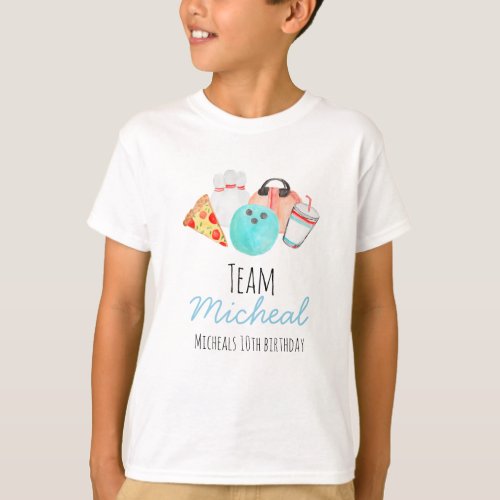 Bowling party kid birthday team shirt