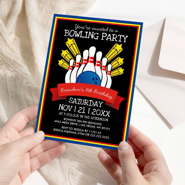 Bowling Party | Kids Colorful Birthday Invitation (Creator Uploaded)