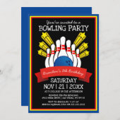Bowling Party | Kids Colorful Birthday Invitation (Front/Back)