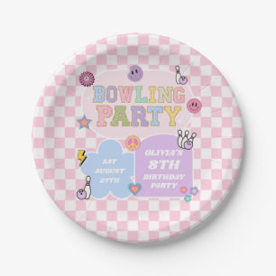 Bowling Party Preppy Varsity Patch Birthday Party Paper Plates
