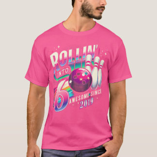 Bowling Party Rollin' 6 Awesome 2019 6Th Birthday T-Shirt