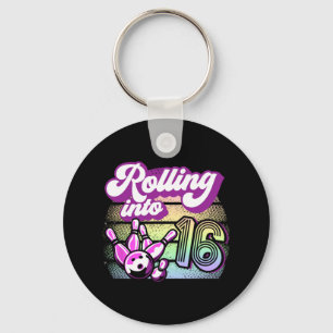 Bowling Party Rolling Into 16 Bowling Birthday  Keychain