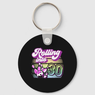 Bowling Party Rolling Into 30 Bowling Birthday Keychain