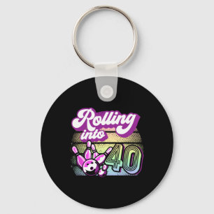 Bowling Party Rolling Into 40 Bowling Birthday Keychain