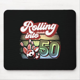 Bowling Party Rolling Into 50 Bowling Birthday Mouse Pad