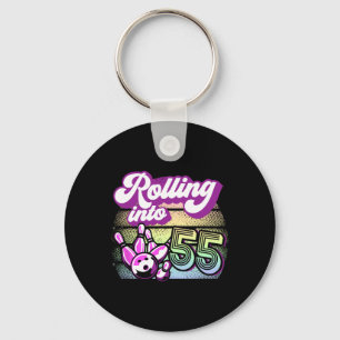 Bowling Party Rolling Into 55 Bowling Birthday Keychain