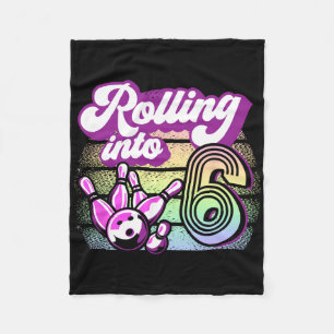 Bowling Party Rolling Into 6 Bowling Birthday Fleece Blanket