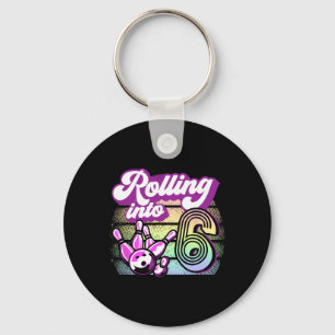 Bowling Party Rolling Into 6 Bowling Birthday Keychain