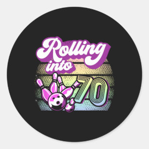 Bowling Party Rolling Into 70 Bowling Birthday 1 Classic Round Sticker