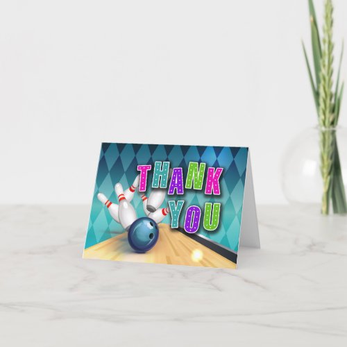 Bowling Party Thank You Card _ Girl