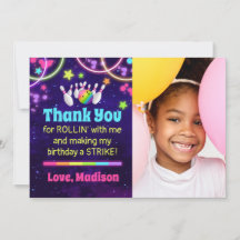 Bowling Party Thank You Card with Photo