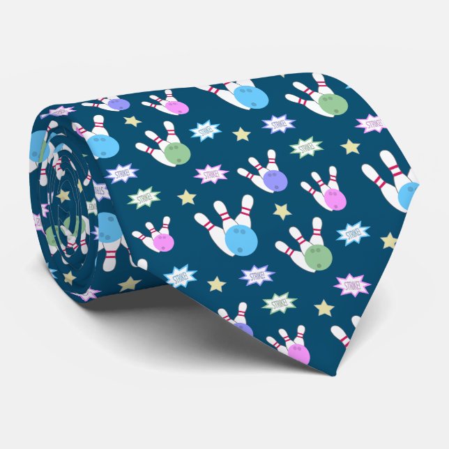 Bowling Pattern Neck Tie (Rolled)