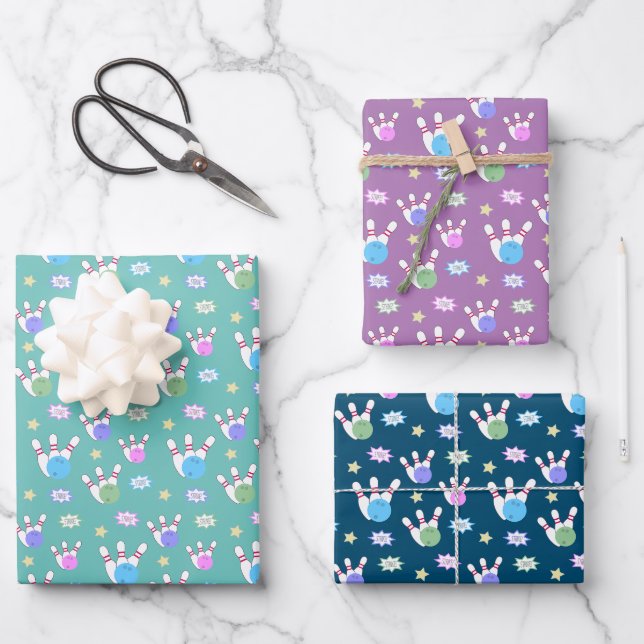 Bowling Pattern Wrapping Paper Sheets (Front)