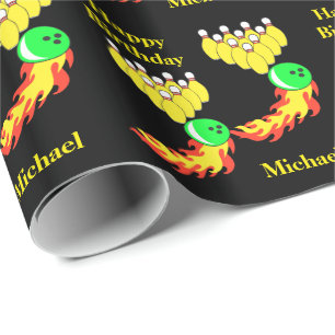 Bowling Personalized Birthday Gift Wrapping Paper