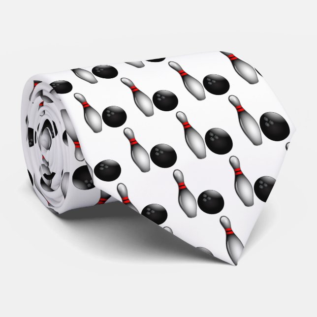 Bowling Pin and Ball Neck Tie (Rolled)