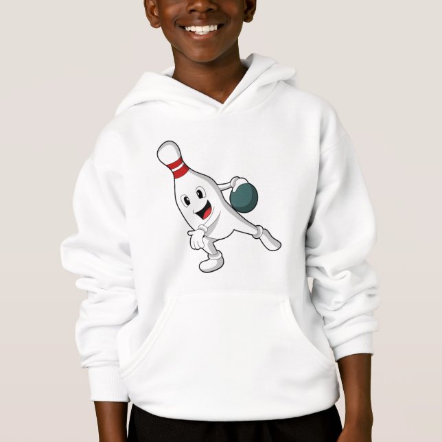 Bowling pin at Bowling with Bowling ball Hoodie (Front)