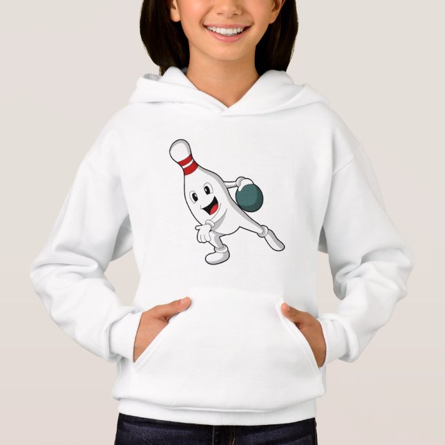 Bowling pin at Bowling with Bowling ball Hoodie (Front)
