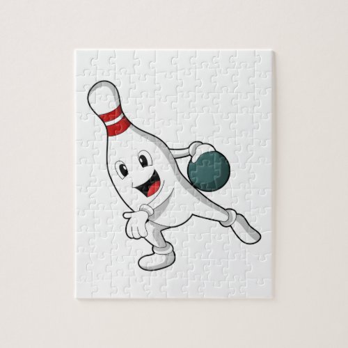 Bowling pin at Bowling with Bowling ball Jigsaw Puzzle