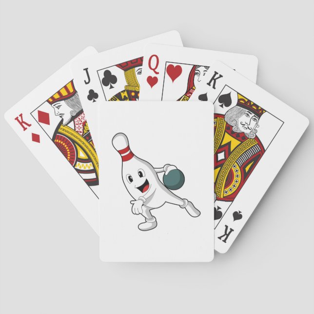 Bowling pin at Bowling with Bowling ball Poker Cards (Back)