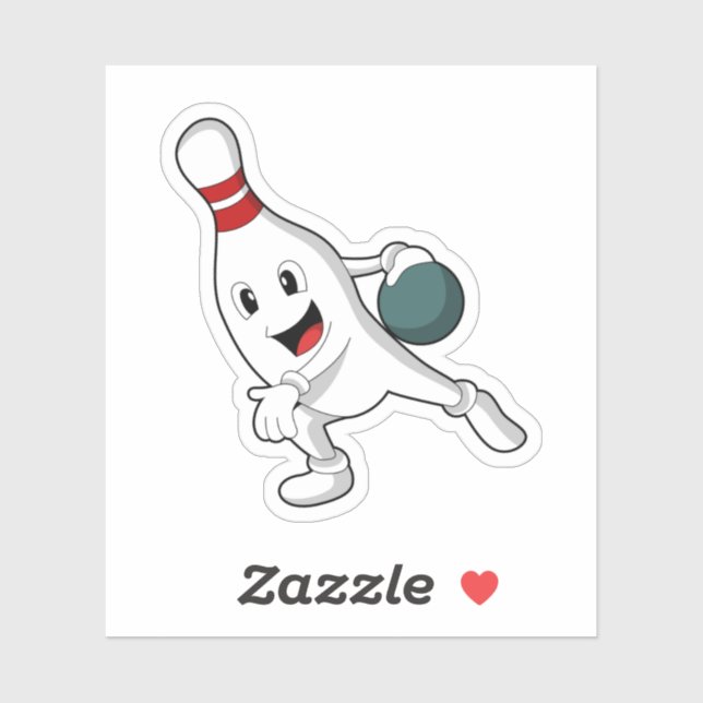 Bowling pin at Bowling with Bowling ball Sticker (Sheet)