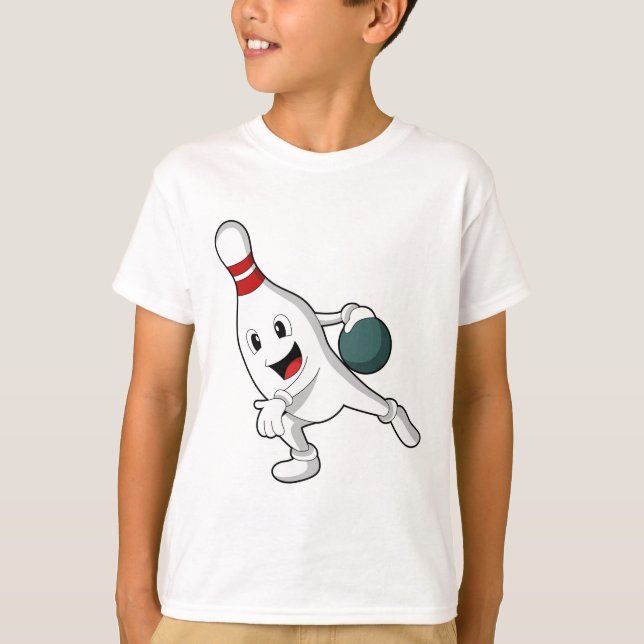 Bowling pin at Bowling with Bowling ball T-Shirt (Front)