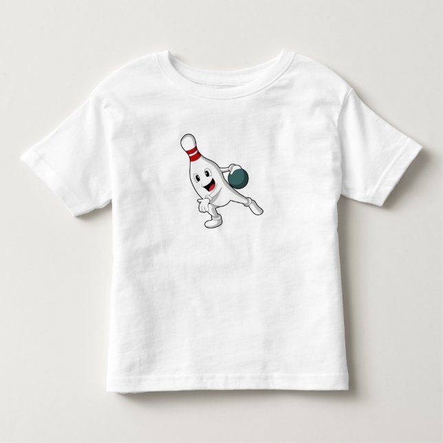 Bowling pin at Bowling with Bowling ball Toddler T-shirt (Front)