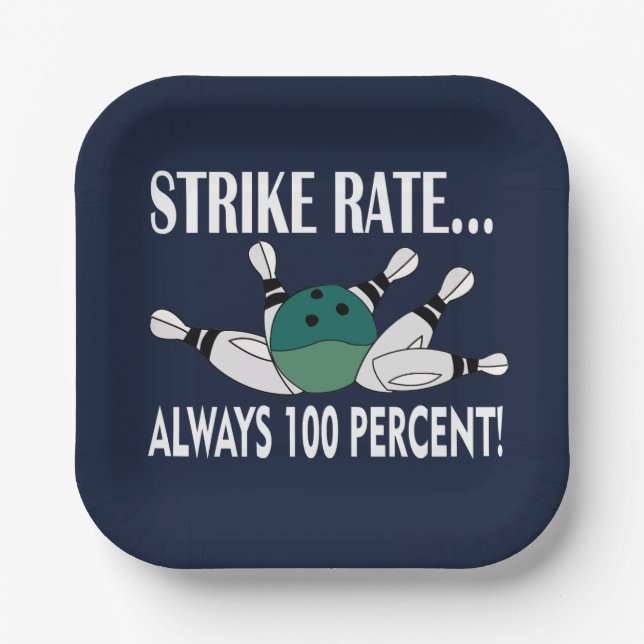 Bowling Pin Ball Strike Team Party Paper Plates (Front)