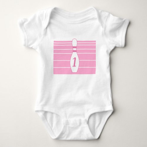 Bowling Pin Birthday Age Number Geometric Stripes  Baby Bodysuit