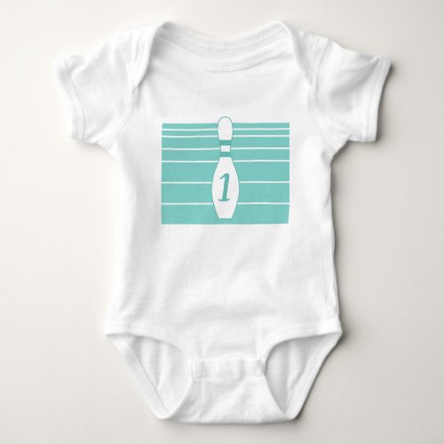 Bowling Pin Birthday Age Number Geometric Stripes Baby Bodysuit
