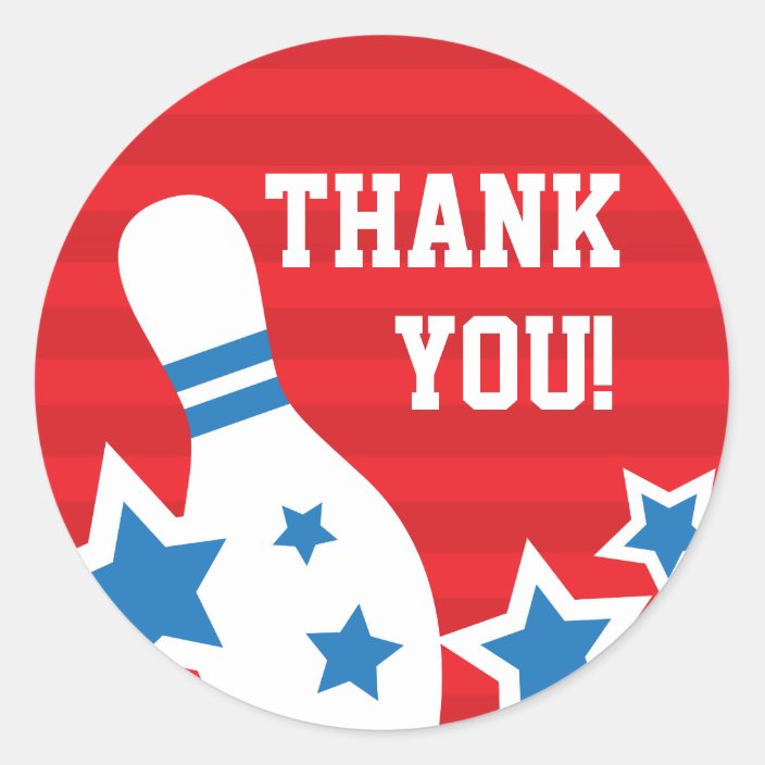 Bowling Pin Birthday Party Thank You Sticker