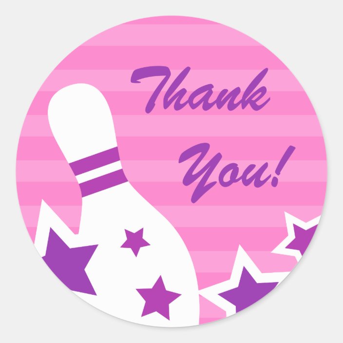 Bowling pin birthday party thank you stickers | Zazzle.com