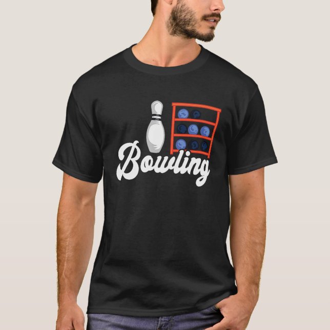 Bowling Pin Bowler Bowling Set Strike Bowling Team T-Shirt (Front)