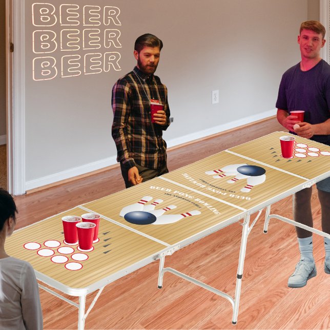 Bowling Pin Bowling Ball Game Wood Beer Pong Table (bowling beer pong table)