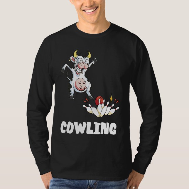 Bowling Pin Cow Funny Bowling Bowler Strike Bowlin T-Shirt (Front)