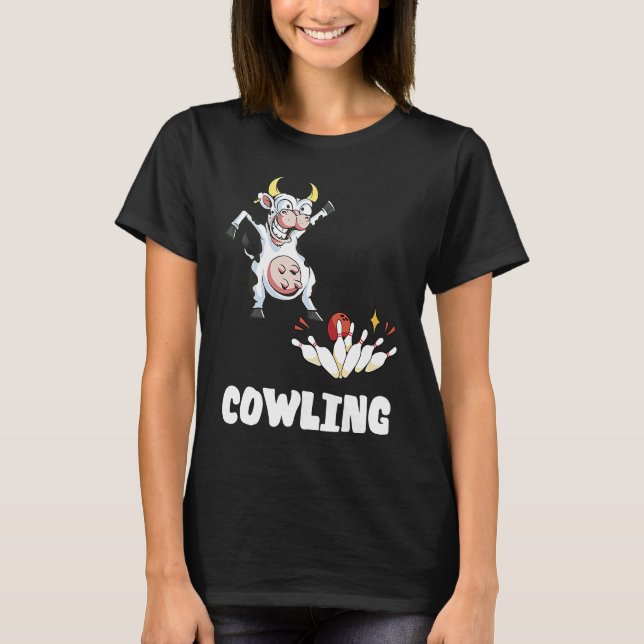 Bowling Pin Cow Funny Bowling Bowler Strike Bowlin T-Shirt (Front)