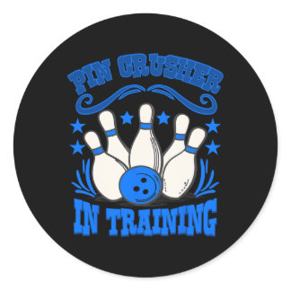 Bowling Pin Crusher In Training Bowler  Classic Round Sticker